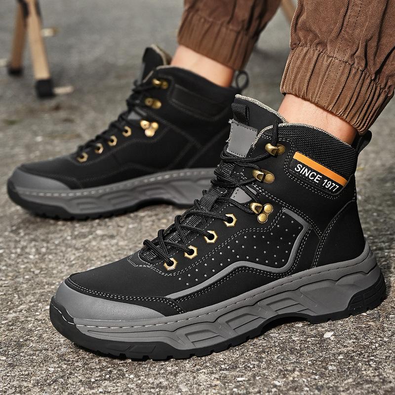 Autumn and Winter Hot-selling Martin Boots Men's High-top Cotton Shoes Rhubarb Boots Outdoor Hiking Shoes Tooling Boots Batch