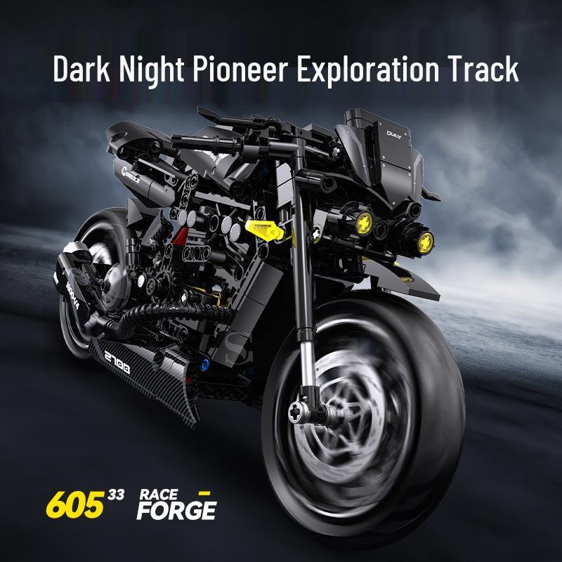 Hanoreton Duke Motorcycle Building Blocks Model - Night Road Edition