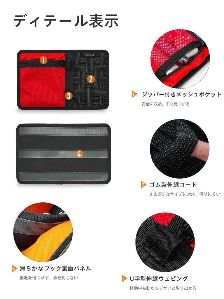 TACTICALGEEK TCM10 EDC Organizer Board, Non-Slip Elastomer Woven Board with Zippered Net Pocket and Insert Panel for Bag Accessory Organization and