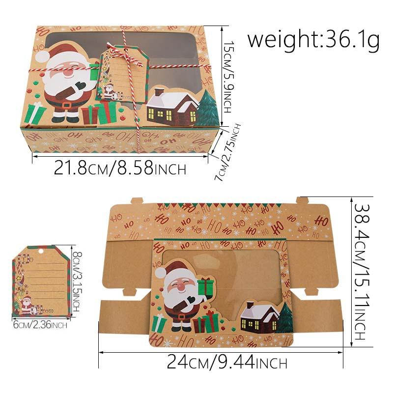 27pcs/set Christmas Gift Boxes with Clear Window - Festive Kraft Paper Packaging Containers for Various Presents, Cookie Box