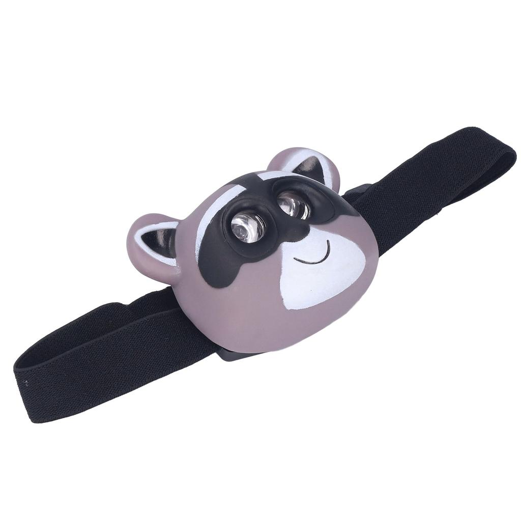 Kids Headlamp Raccoon Appearance 2 Lighting Modes Lightweight Battery Powered Plastic LED Headlight for Children