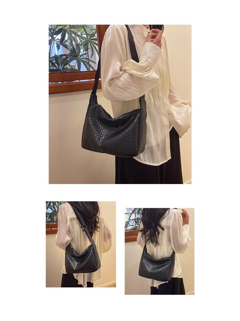 Korean Style Women's Woven Shoulder & Crossbody Bag with Adjustable Strap