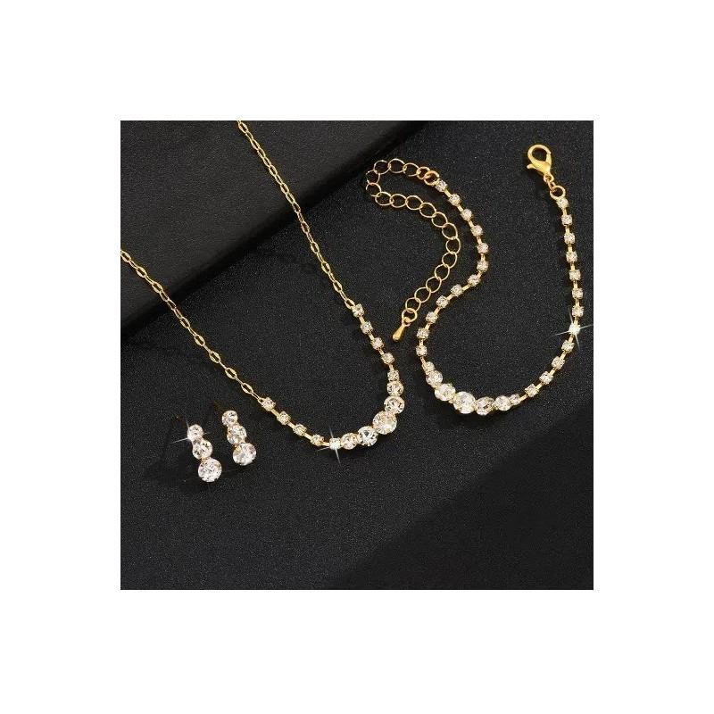 Water Drop Wedding Necklace Set With Geometric Pendant For Bridal Jewelry Collection