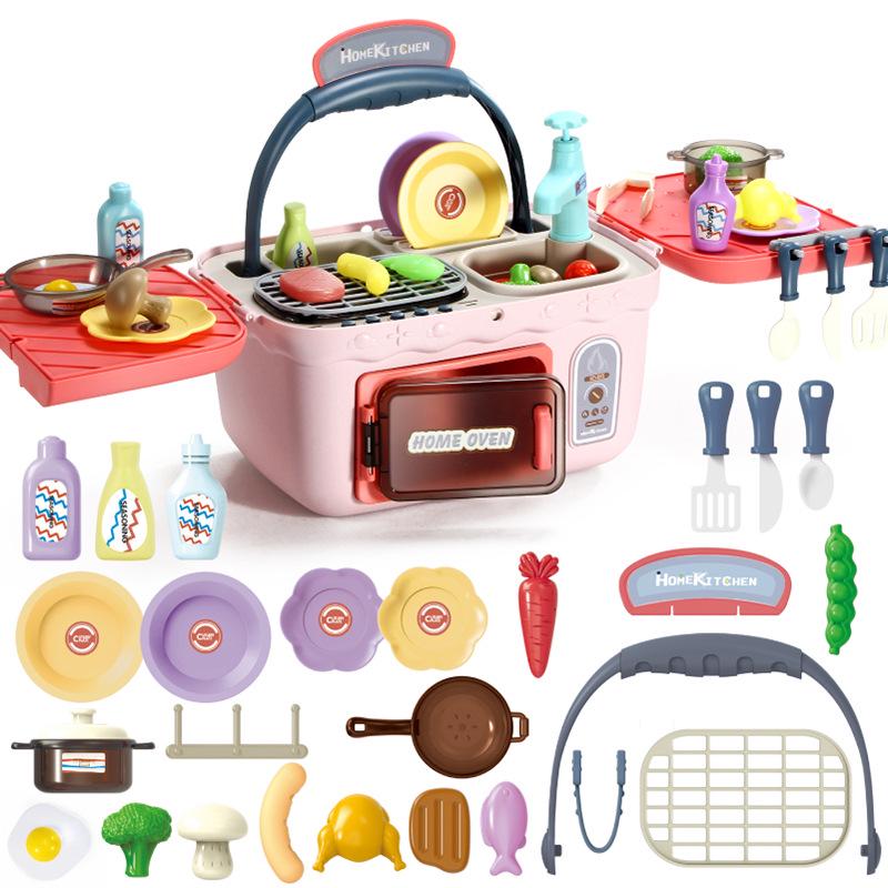 Multifunctional Picnic Kitchen Pretend Play Set with Storage Box - Fun Simulation Toy