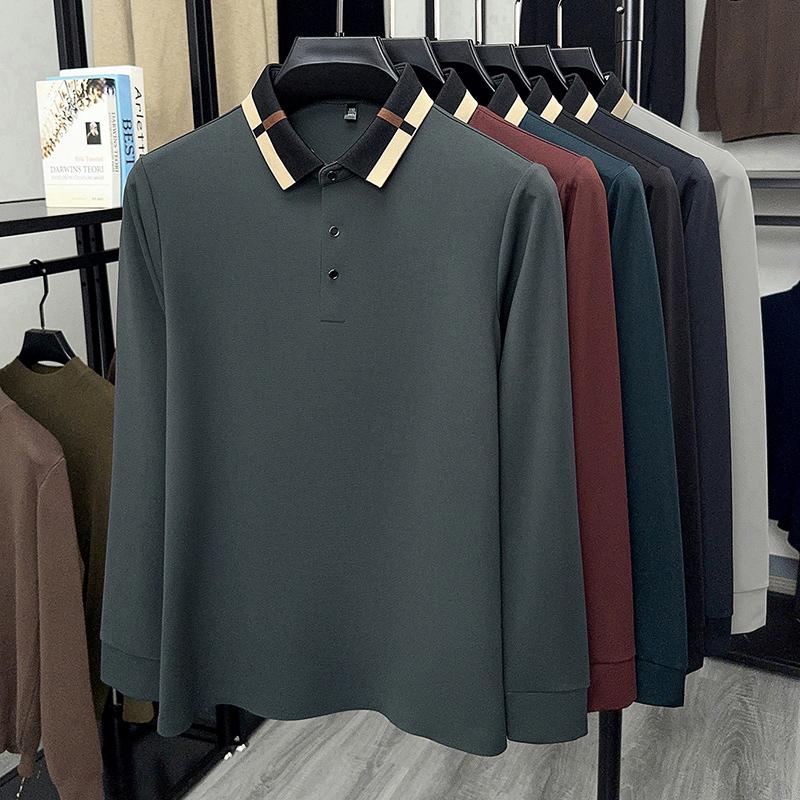 Spring And Autumn Polo Shirt Long Sleeve Men'S T-Shirt Collar Spring And Autumn 2025 New Top