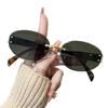 Women's Frameless Oval Fashion Sunglasses - High-End, Stylish, and Unique