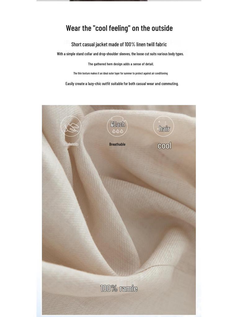 Yi Fei Women's 2026 Summer Ramie Shirt Jacket: Casual, Versatile, Slimming Long Sleeve Top, Breathable Fabric
