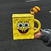 Cute SpongeBob SquarePants Straw Cup Ceramic Mug with Lid for Boys and Girls Birthday Gift Souvenir Gift Box