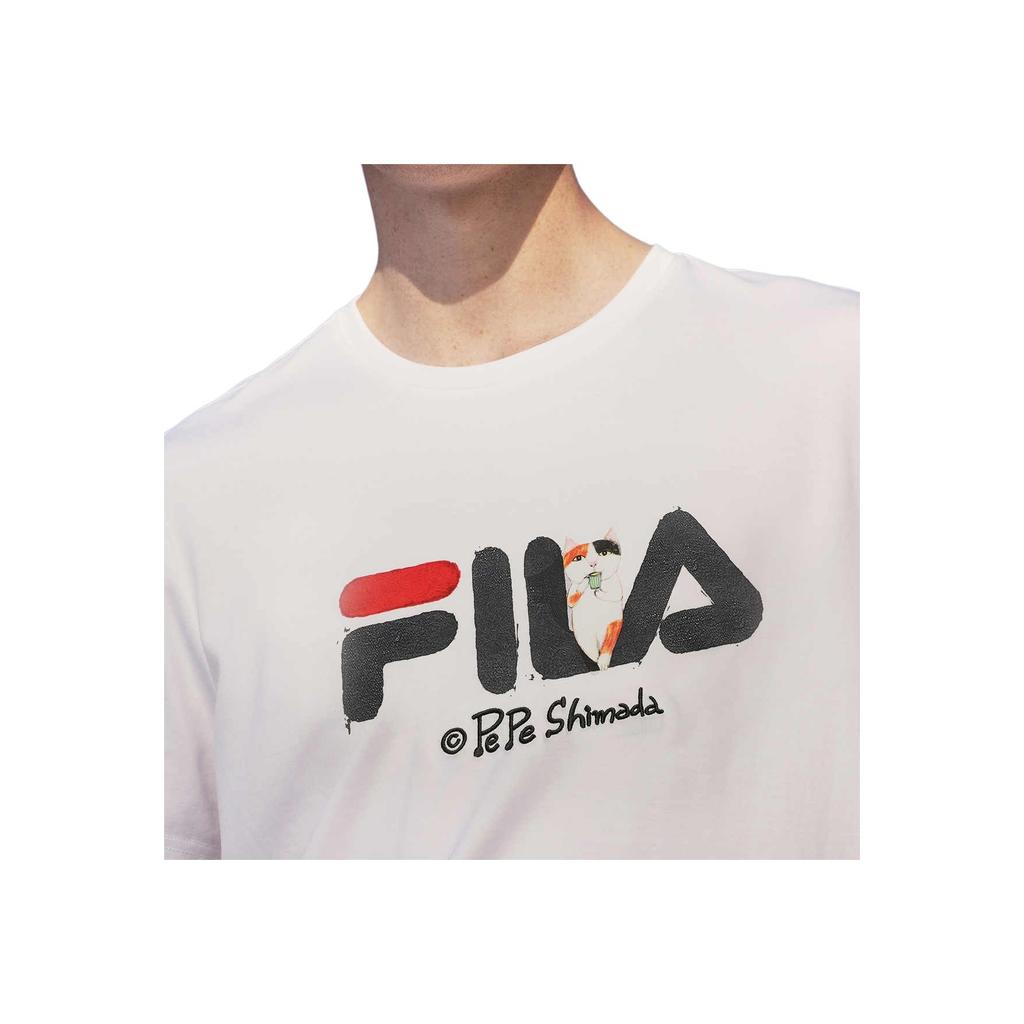 Fila X Pepe Shimada Co-Branded Casual Breathable Printed Sports T-Shirt Men Tops Standard-White F11M133196F-WT