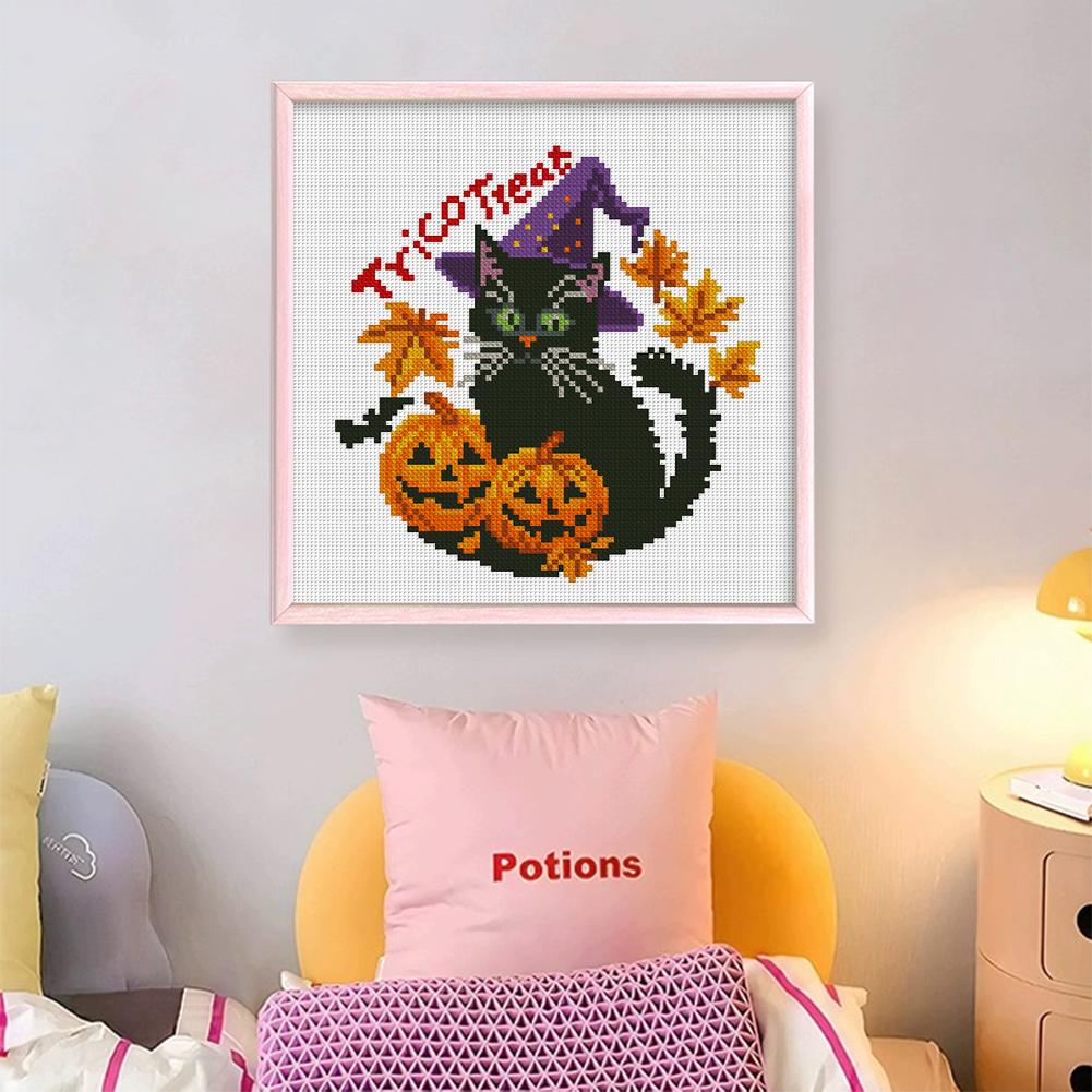 Halloween Printed Cross Stitch Kit DIY 11CT Embroidery Craft Set Home Decor