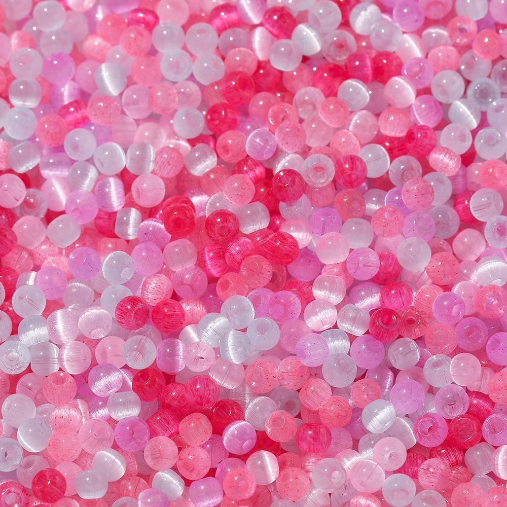 100 Stück/Los 4mm farbige Glas Katzenaugenperlen rund lose Abstandshalterperlen für DIY Schmuckherstellung Halsketten Ohrringe Bastelbedarf