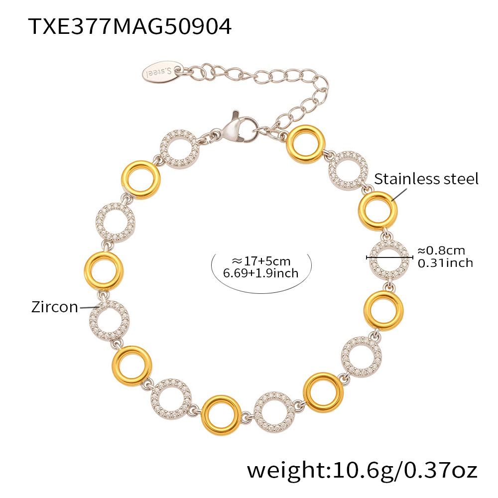 3 Models Zircon Circle Link Chain Necklace Bracelet In Stainless Steel 18k Gold Filled Necklaces Matching Bracelets For Women