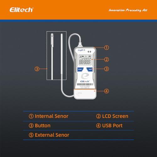 Elitech LogEt5 Temperature and Humidity Data Logger (USB Connection, with Temperature Probe)