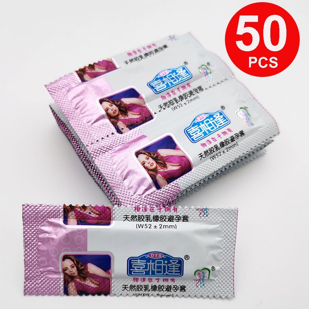 50 ks/lotů Kondomy s ovocnou příchutí pro muže Hladký návlek na penis Tenký kondom Produkty pro dospělý sex Bezpečná antikoncepce Sexuální hračky