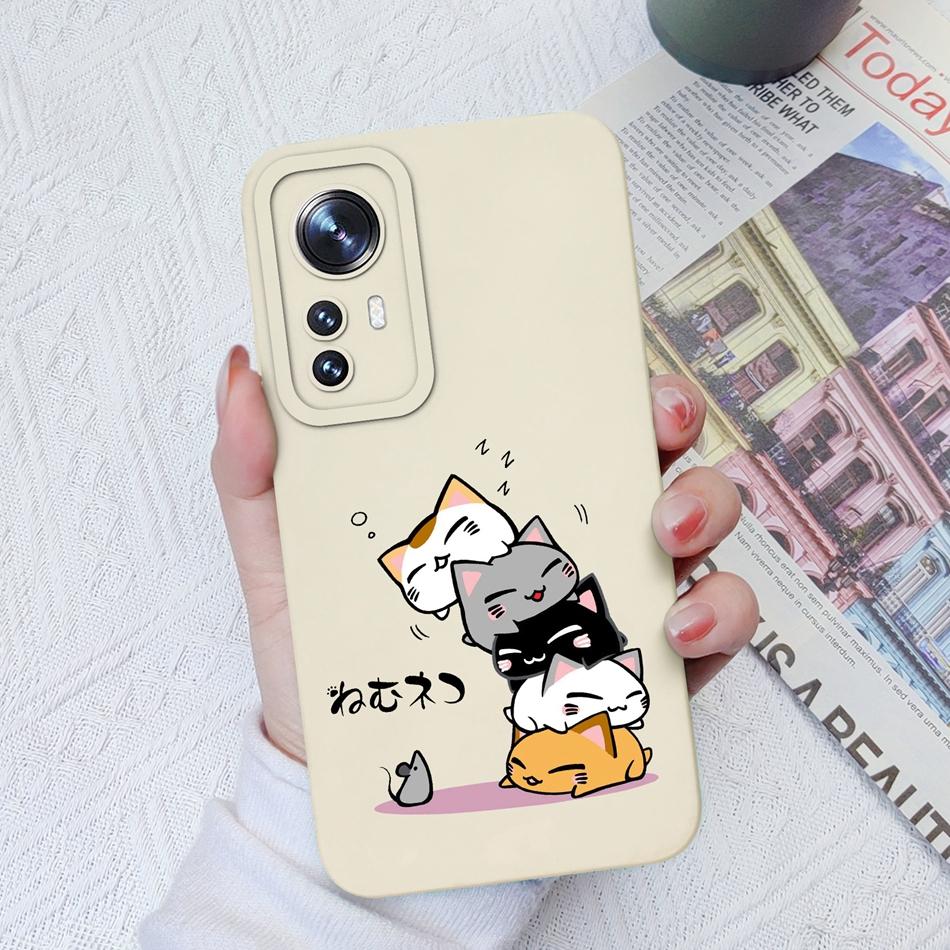 Phone Case For Xiaomi 12 Pro Lite Ultra Candy Color Patterned Liquid Silicone Full Coverage Anti Slip Shell For Xiaomi12 Coque