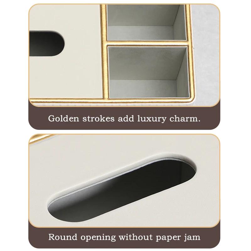 Light Luxury Tissue Box CoverPU Leather Rectangular Tissue Box Holder Organizer for Bathroom Vanity Countertop HomeelOff
