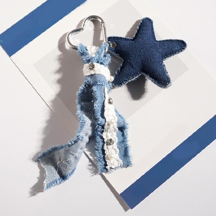 Denims Starfish Keychain Handmade For Keys Bags Fashion Accessory Portable Gift