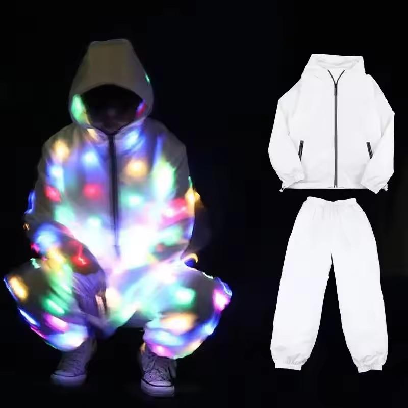 Led Lighs Waterproof Clothes Cool Night Running Props Led Light Up Rave Jacket Adult Kids Dance Performance Fancy Dress Flash