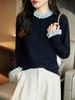 2025 Autumn Women's Slimming Wool Blend Scalloped Collar Sweater