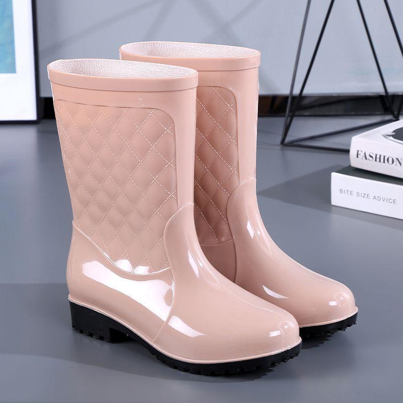 

2026 New Waterproof Mid-Calf Rain Boots Anti-Slip Adult Water Shoes for Rainy Days Adjustable Cuff Design Durable Sole 36