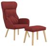 Recliner Chair with Ottoman Wine Red Fabric