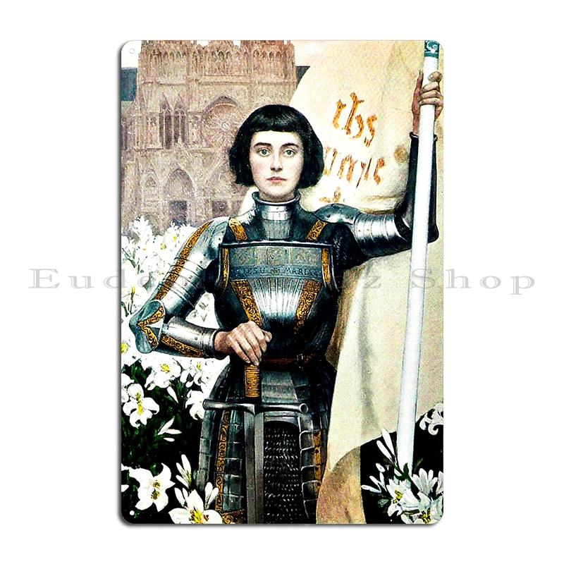 Giovanna d'Arco WW2 Cartello Metallico Club Pub Garage Decorazione Murale Classica Francia Giovanna d'Arco Cartello in Latta Poster
