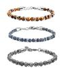 Map Stone Bracelet Stainless Steel Wristchain Jewelry Yellow Tiger Eye Volatile Stone Beaded Bracelet Men Personality Jewelry
