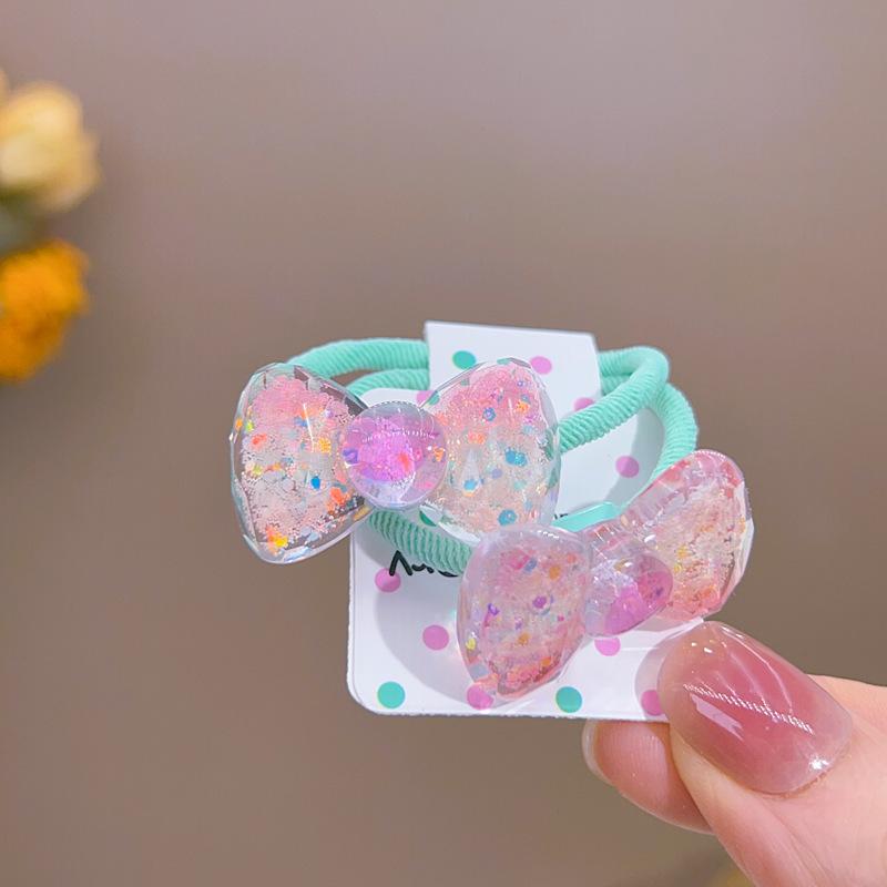 2PCS New Lovely Cartoon Bow Tie Girls Kids Elastic Hair Bands Princess Hair Accessories Baby Headwear