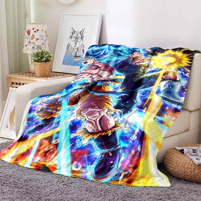 Dragon Ball Anime Print Blanket, Warm and Comfortable Flannel Blanket, Suitable for Bedrooms, Sofas, Beds, Chairs, Picnics, and