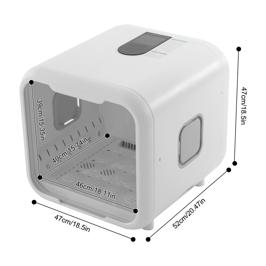 Intelligent Low Noise Pet Dryer Box Surround Airflow 360 Drying for Cats and Small Dogs 71L Capacity 3 Modes Temperature Control