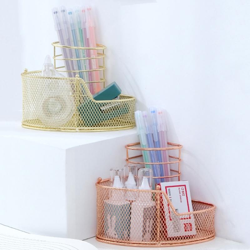 Multi-purpose Mesh Metal Pen Holder Decorative Pen Holder Stylish Makeups Display Holder for Ideal for Dresser Counterto