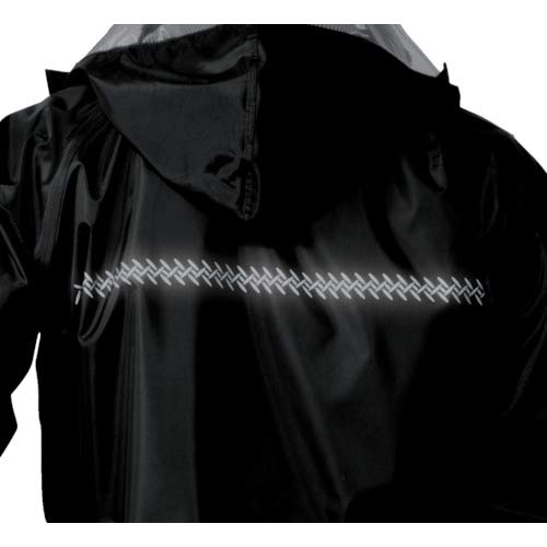 Men's Rain Suit (Water Resistance: 10,000mmH2O), Double Sleeves, Adjustable Hem Tape, Reflective Print on Back, Water-Resistant, Black, AS-4000-EL