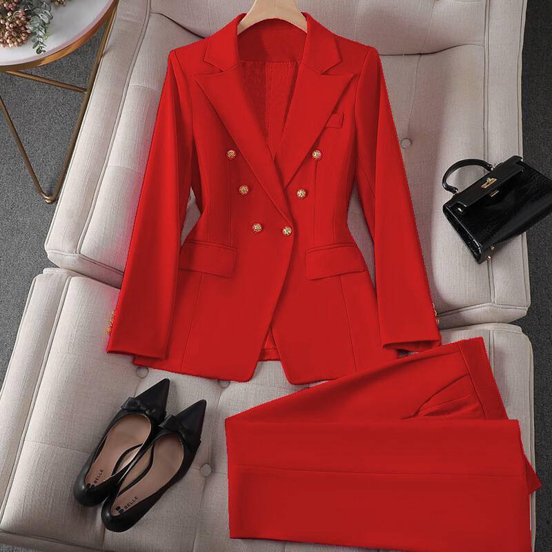 Completo Elegante da Donna per Primavera/Autunno: Completo due pezzi: Blazer Taglia Piccola + Pantaloni Monocolore