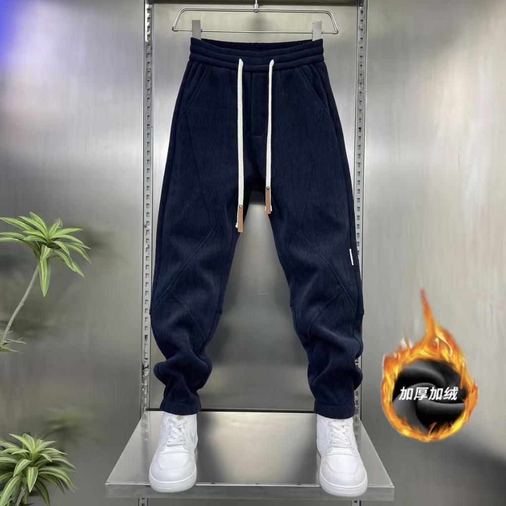Winter Men's Thick Casual Pants Warm and Thickened Elastic Sports Fashion Trend Style Versatile Leggings