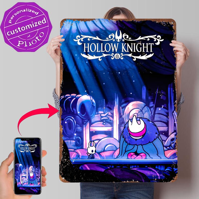 Hollow Knight Game Art Printed Poster Customized Wall Art Retro Vintage Metal Tin Signs for Wand Deko Mancave Decoration Gaming