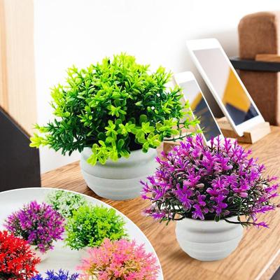 1 Set Artificial Plant Pot Ornamental Photo Props Plastic Desktop Fake Grass Plants for Outdoor Home Decoration Accessories