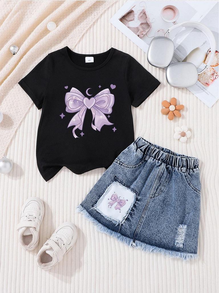 Set di gonne casual in denim alla moda per bambine