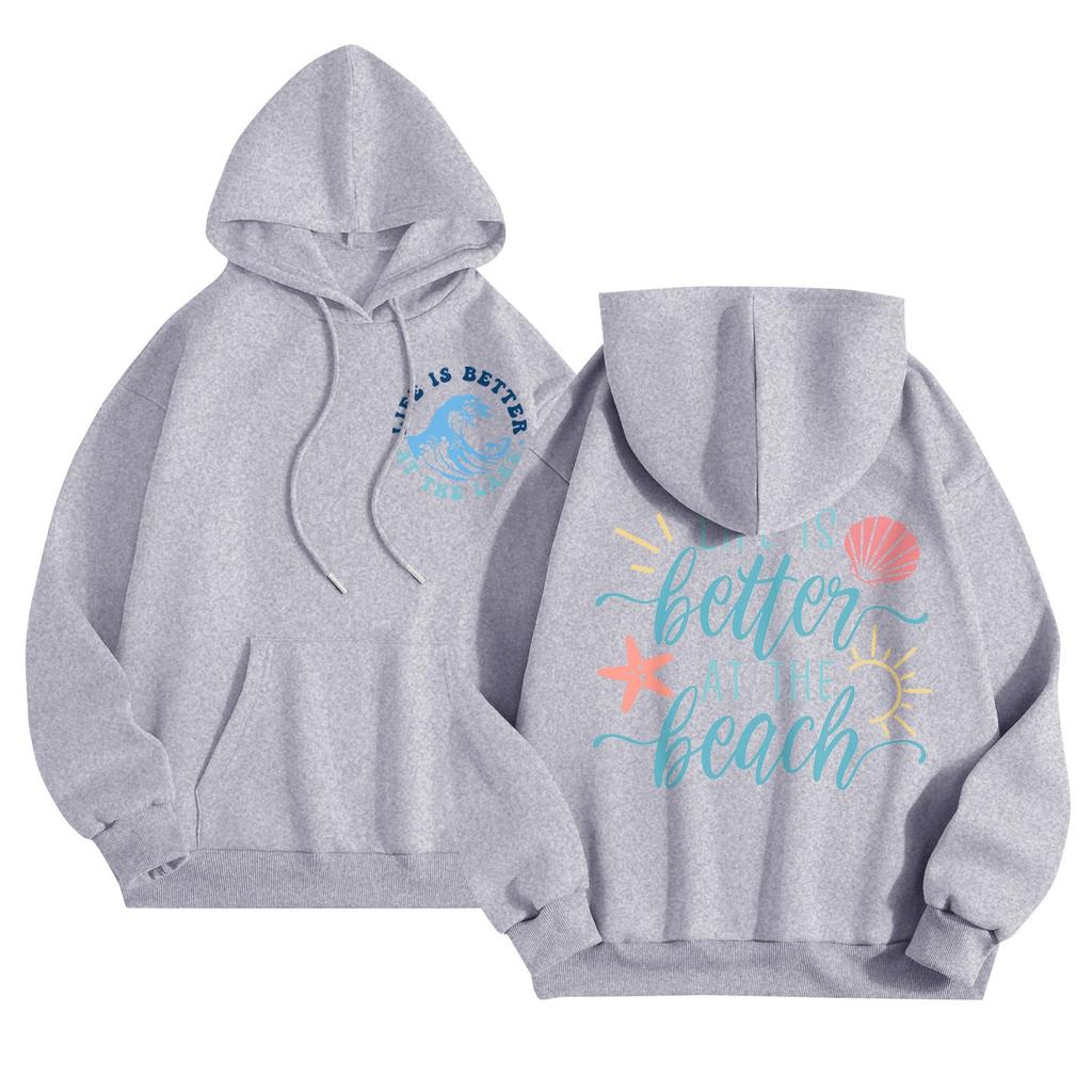 Graphic Hoodies For Women Cute Pullover Long Sleeve Preppy Sweatshirts Letter Printed Hooded Tops Fall Winter