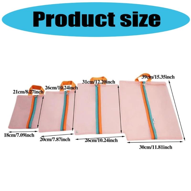 Pack of 4 Sturdy Mesh Travel Organizers Bags Accessory for Luggage and Home Storage Portable and Breathable Designs