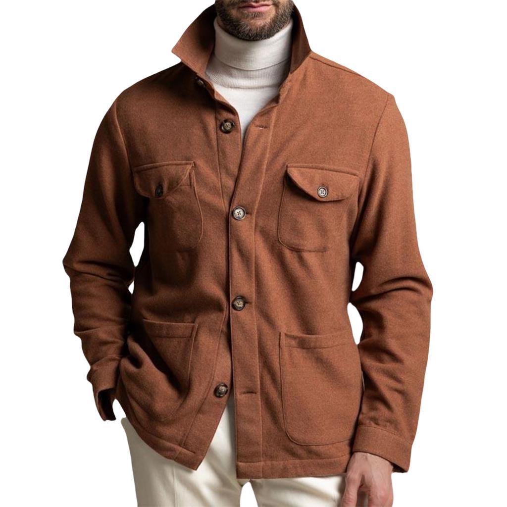 Men's Button Down Shirt Jacket Casual Long Sleeve Shacket Overshirts With Flap Pockets