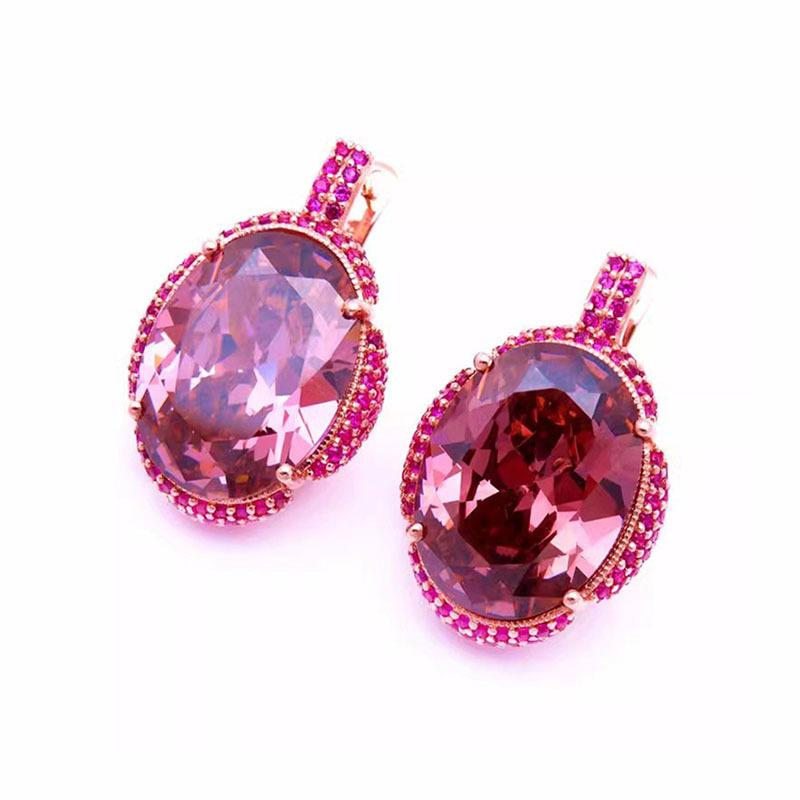 Exquisite Russian Purple Gold Plated Rose Gold Inlaid Redstone Ring Fashionable Luxury Temperament High-End Colored Gold Ring (rose gold plated pair)