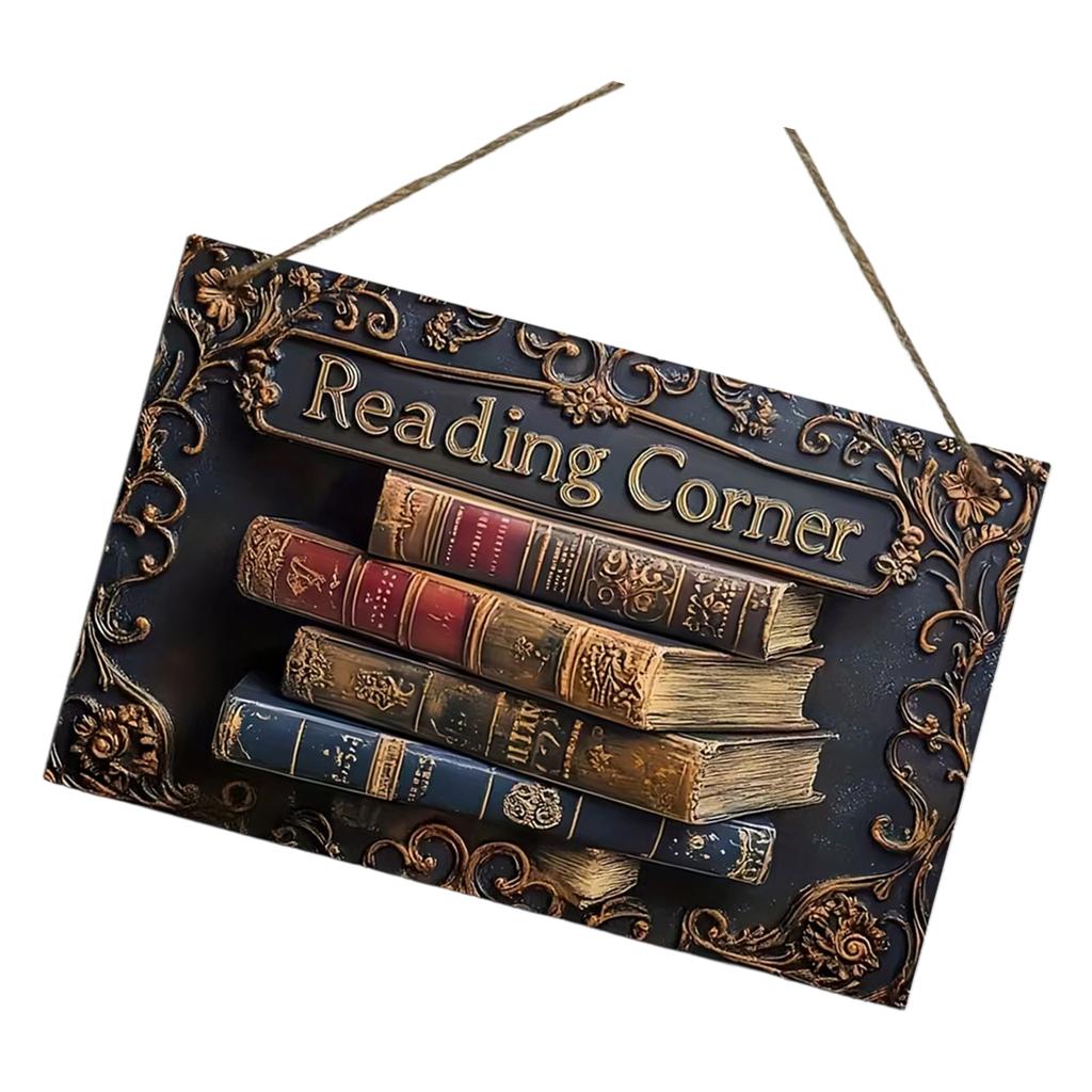 Wood Reading Corner Wall Decoration Sign for Creating Reading Atmospheres in Homes Libraries with Simple Installation