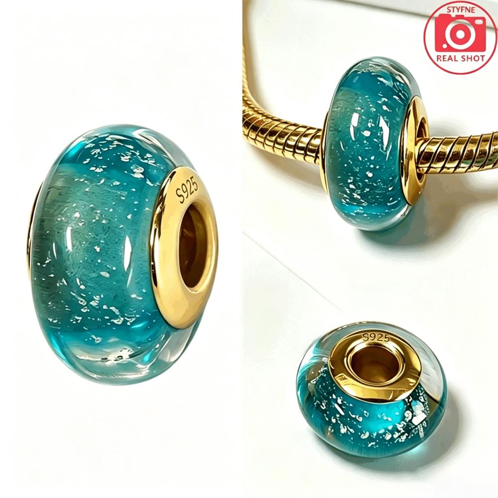 New Exquisite 925 Silver Colored Glass Beads Flowers Murano Bead Charms Fit DIY Bracelet Jewelry Fine Gift for Women
