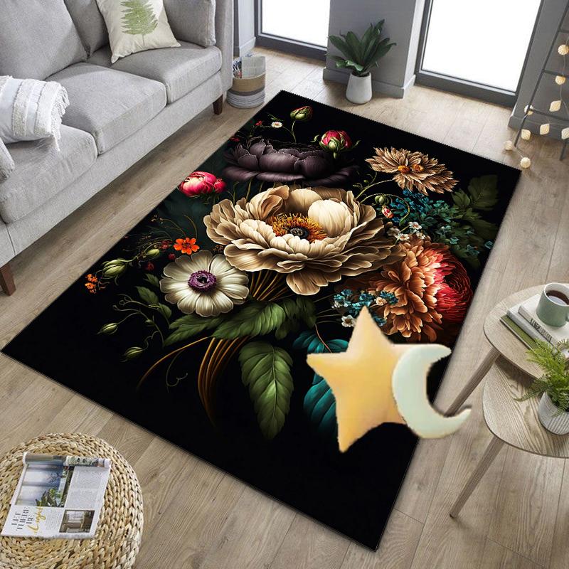 Elegant Floral Still Life Office Rug Chair Mat, Entryway Carpet, Suitable for Front Door, Bedroom, Living Room, Desk, Holiday Gift