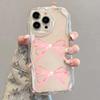 Rosa Kirsch-Schleife Klare Handyhülle mit welligem Rand für Samsung Galaxy S26 Ultra S25 Plus S24 S23FE A17 A57 A37 A16 A36 A56 A55 Hülle