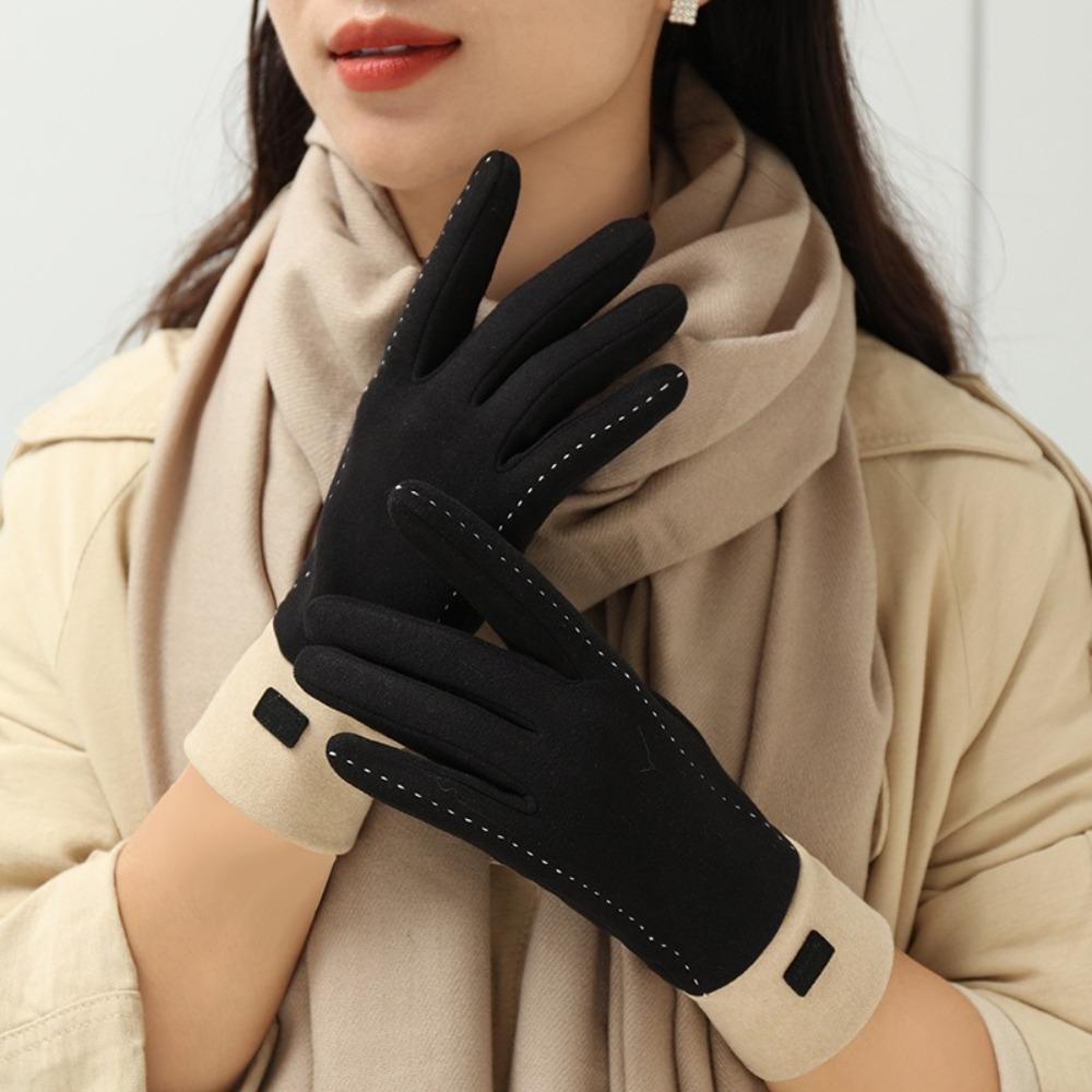 

Keep Warm Plush Mittens Solid Color Gloves Sweet Winter Velvet Gloves Driving рожевий