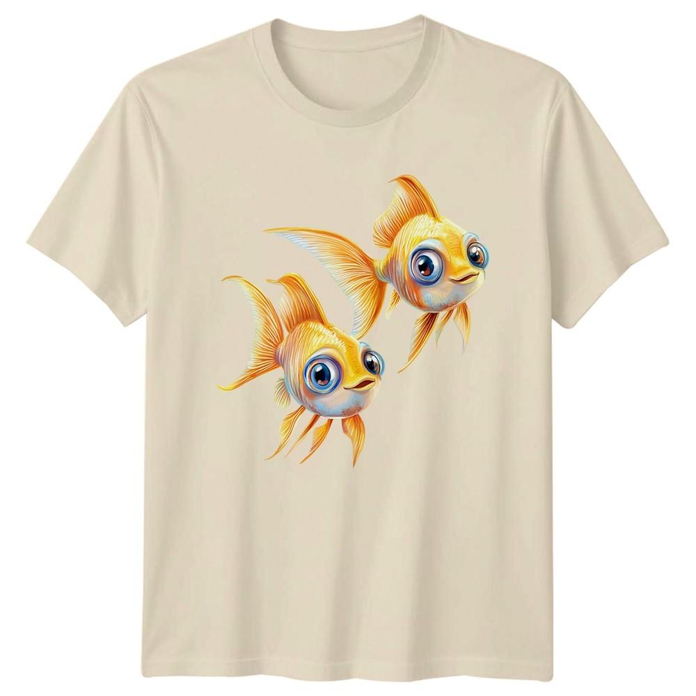 Cute Goldfish Illustration TShirt Aquarium Pet Gift For Him And Her