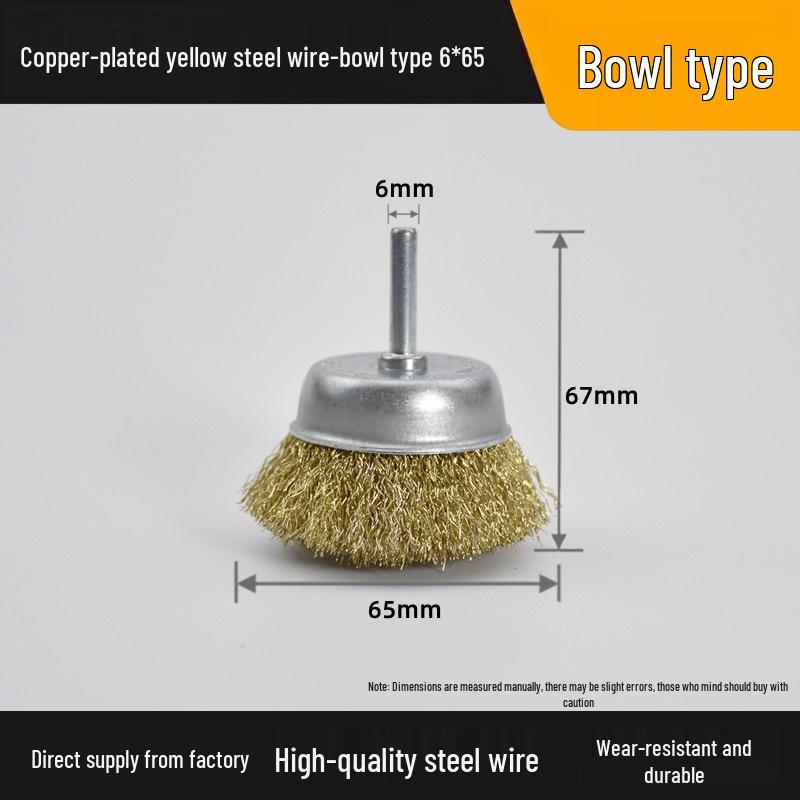 T-Shaped Electric Wire Brush with Handle for Rust Removal and Metal Cleaning - 6mm Handle