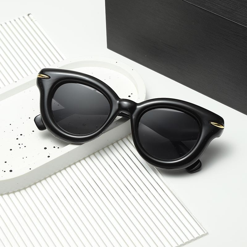 Occhiali da Sole con Montatura Spessa Bolla Esagerati Nuovi alla Moda Rotondi Misuratore di Personalità Occhiali da Sole con Unghie 7783