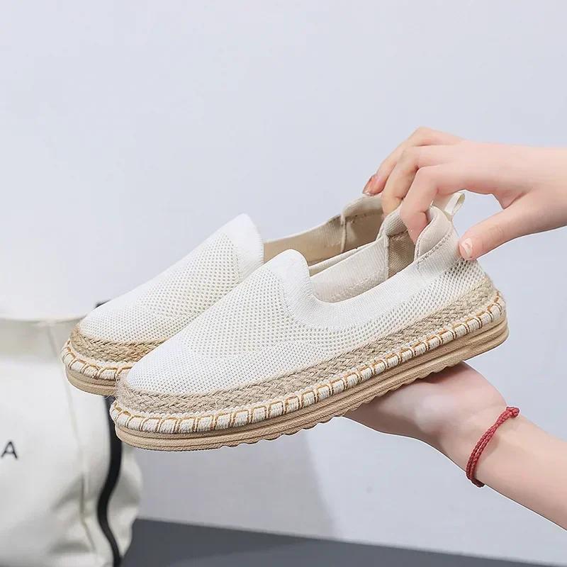 Fashion Women's Breathable Sneakers Flat Casual Shoes Slip on Ladies Loafers Vulcanized Shoes Walking Sneaker Footware 2025